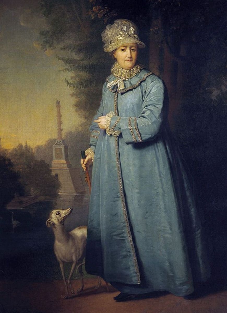Екатерина Великая с итальянской борзой Земирой